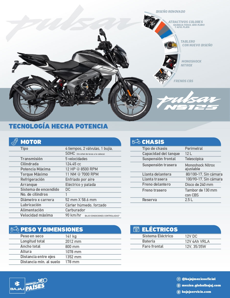 Motocicleta deportiva Bajaj pulsar 125 25 2025