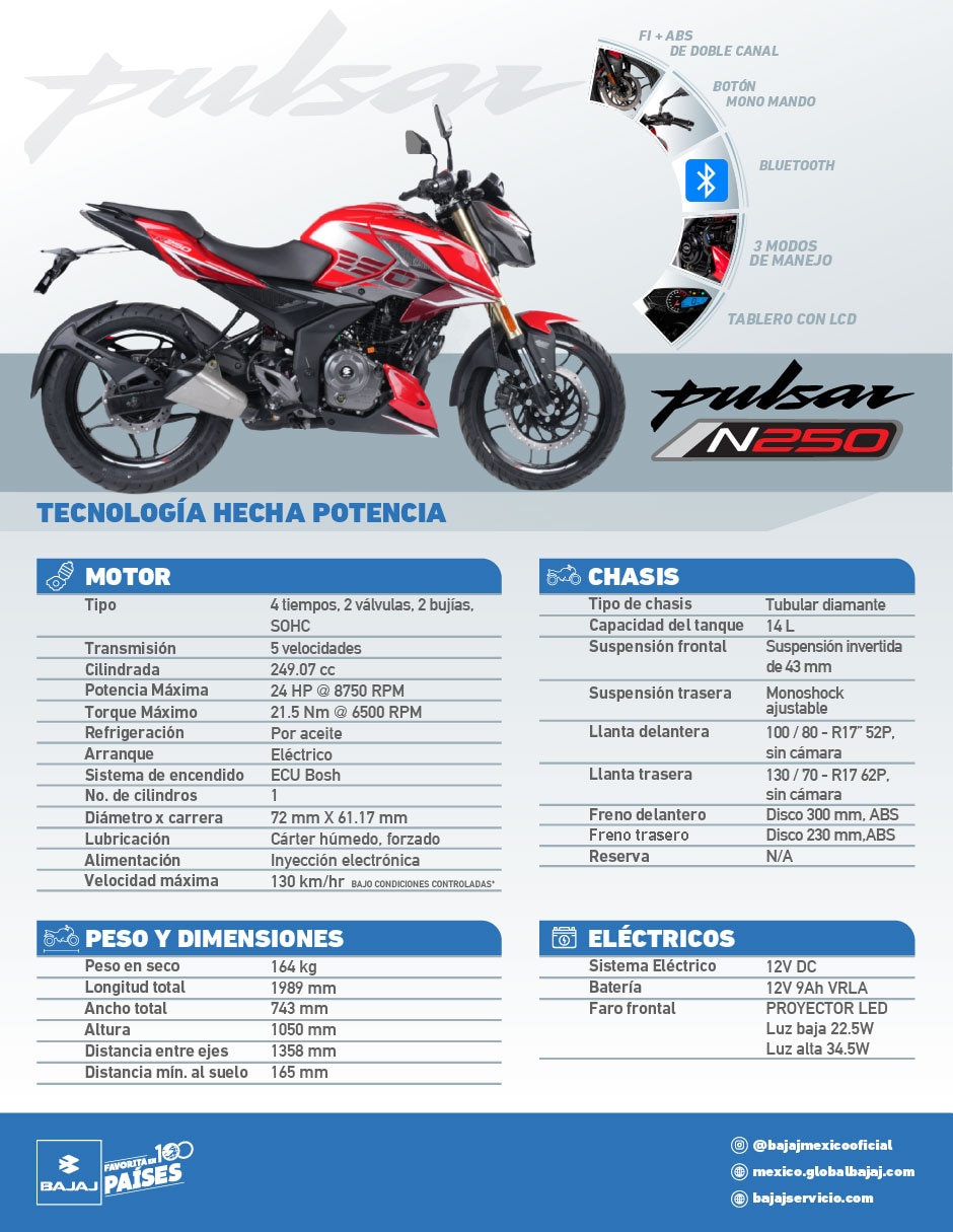 Motocicleta Deportiva Pulsar N250 F 2026 9