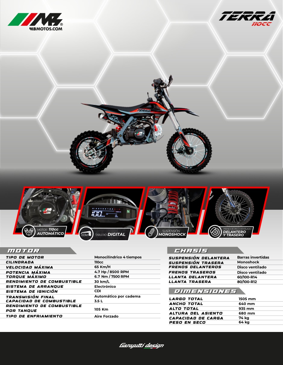 Mini moto Mb Terra 110 Gt Line 2026
