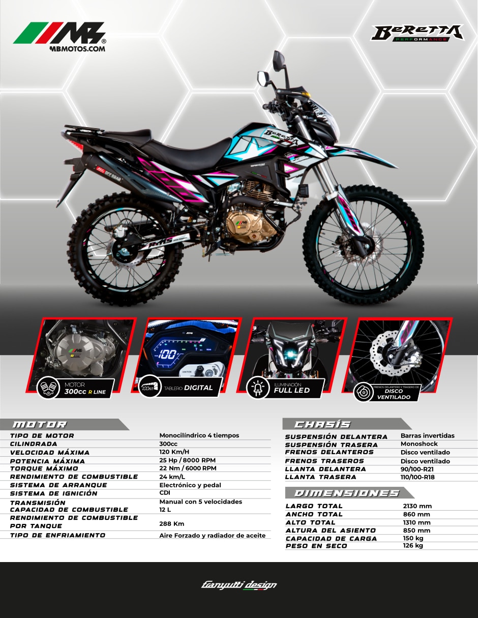 Motocicleta doble propósito beretta 300 2026 5