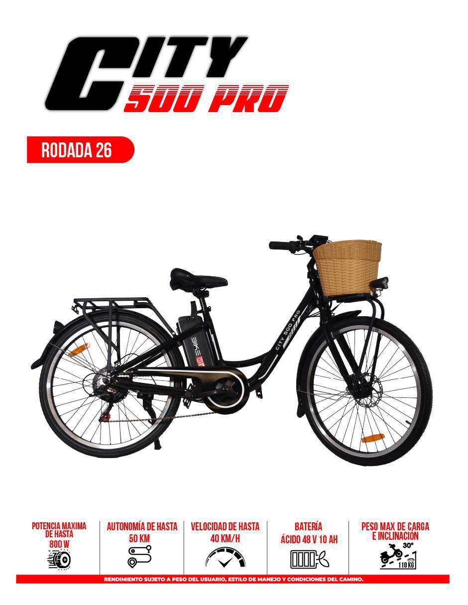 Bicicleta eléctrica City urbana rodada 26