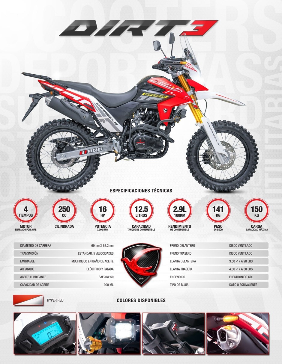 Motocicleta doble propósito Carabela Dirt 3 2027