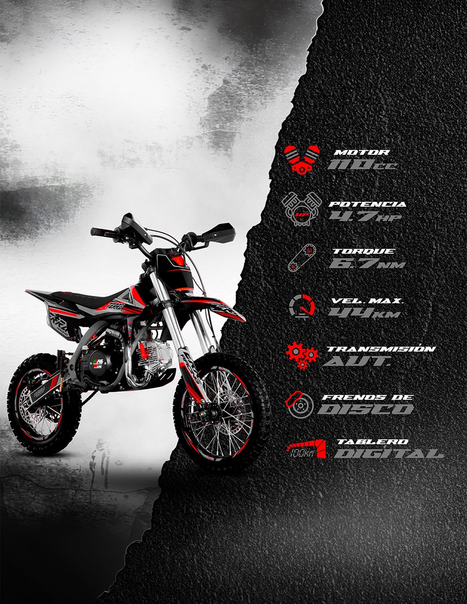 Mini moto terra 110 cc rojo 2027 2027 3