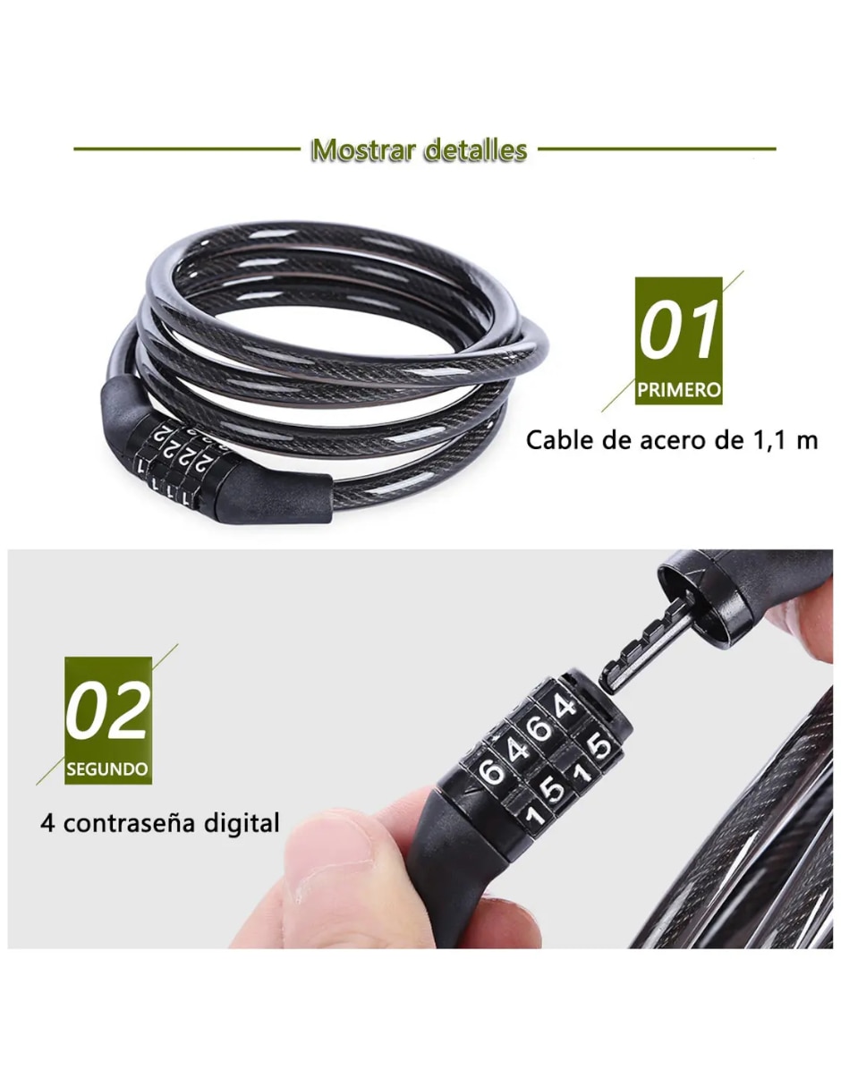 Candado para bicicleta de combinación