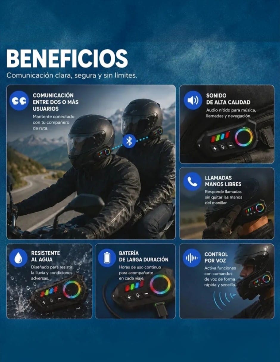 Intercomunicador Bluetooth casco motociclista 2