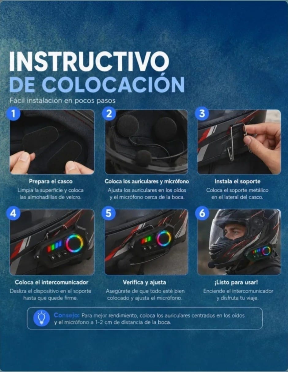 Intercomunicador Bluetooth casco motociclista 5